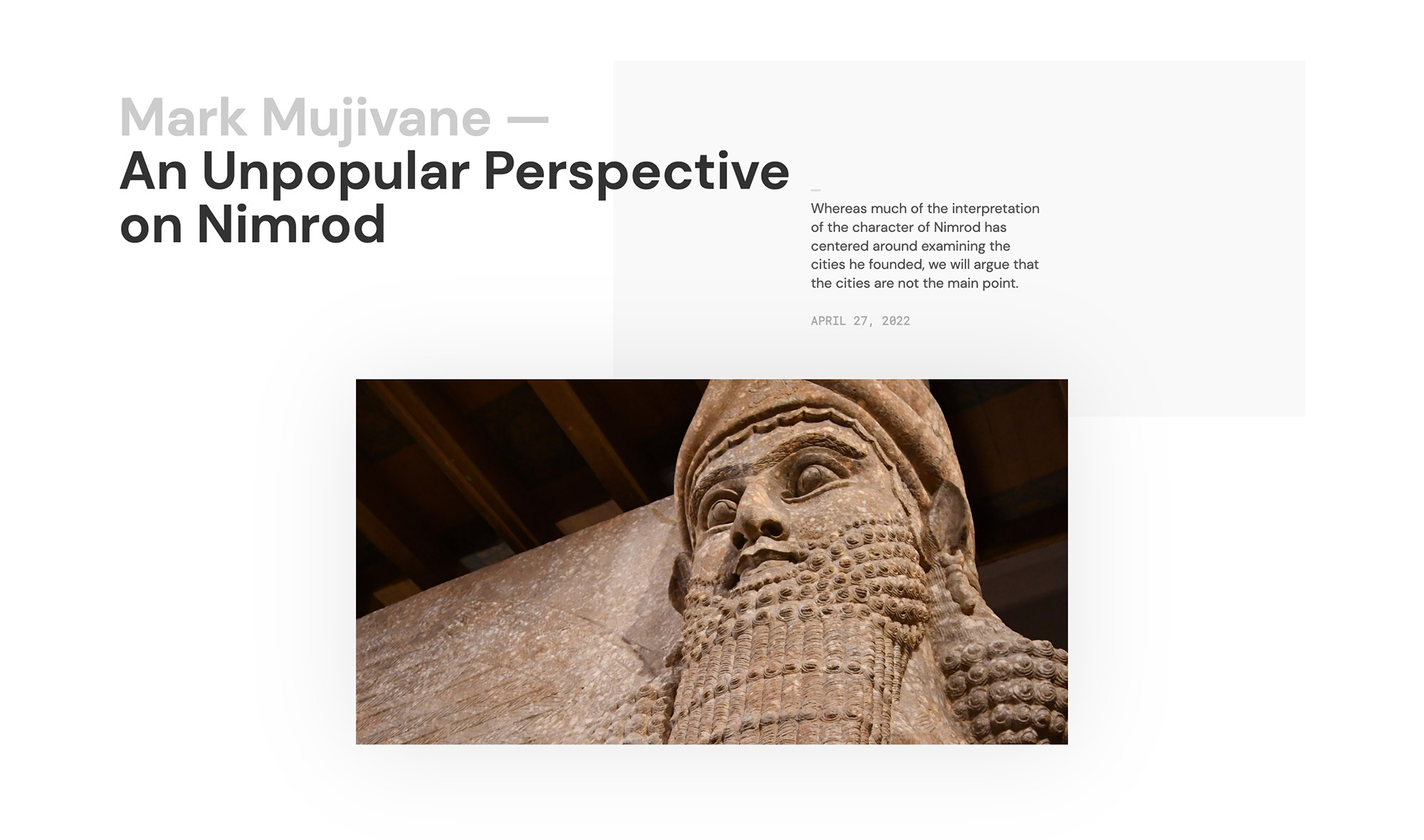 An Unpopular Perspective on Nimrod Visual Theologian